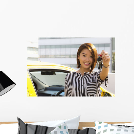 Lady with car keys Wall Mural