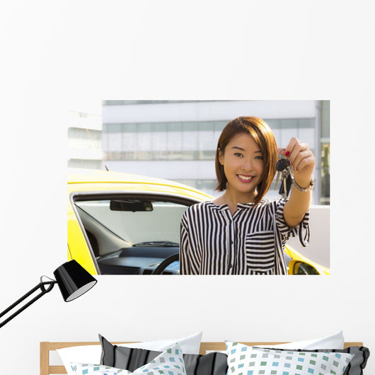 Lady with car keys Wall Mural