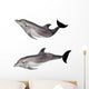 isolated on white two grey doplhins Wall Decal