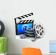 Clapper Board and Film Reel With Filmstrip Wall Decal
