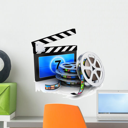 Clapper Board and Film Reel With Filmstrip Wall Decal