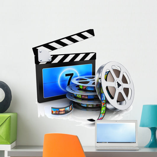 Clapper Board and Film Reel With Filmstrip Wall Decal
