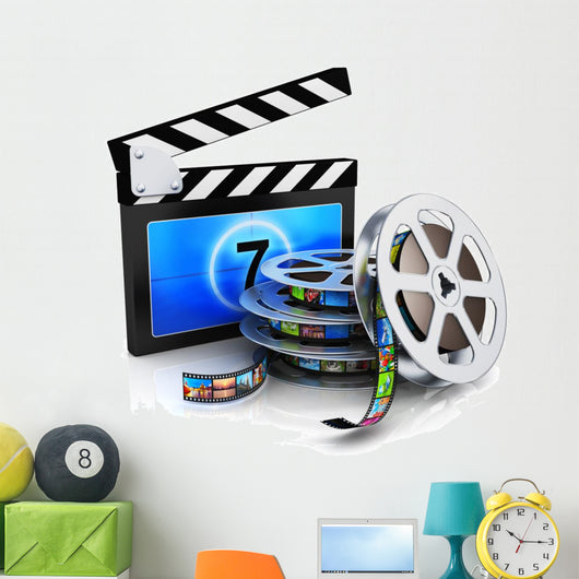 Clapper Board and Film Reel With Filmstrip Wall Decal