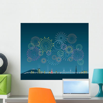 Fireworks Tokyo shown on a wall