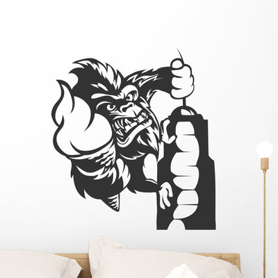 Gorilla and Ice Cream Wall Decal shown on a wall