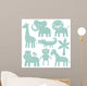 Sea-green Safari Animals Wall Decal