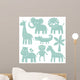 Sea-green Safari Animals Wall Decal