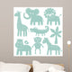 Sea-green Safari Animals Wall Decal