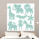 Sea-green Safari Animals Wall Decal