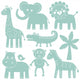 Sea-green Safari Animals Wall Decal