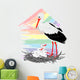 Stork and chicks in the nest Wall Decal