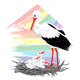Stork and chicks in the nest Wall Decal