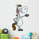 Gray Horse Cartoon Mascot Character Wall Decal
