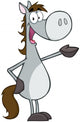 Gray Horse Cartoon Mascot Character Wall Decal