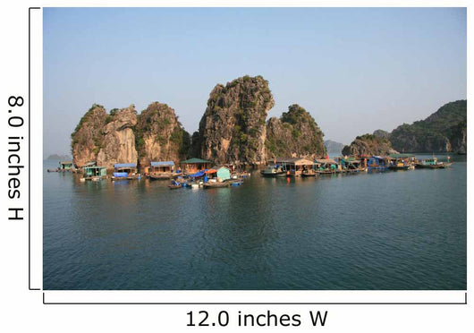 Floating village in Halong Bay in Vietnam Wall Mural