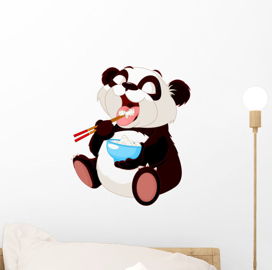 Cute Panda Eating Rice Wall Decal