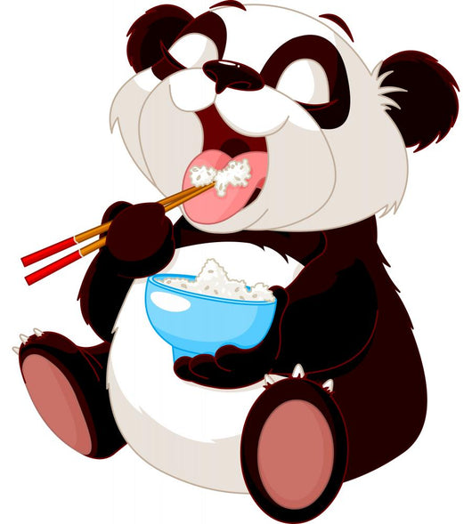 Cute panda eating rice Wall Decal