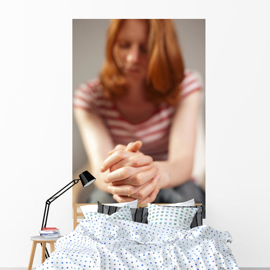 Prayer Young Woman Praying Wall Mural