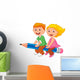 Boy and Girl Learning Wall Decal