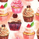 Watercolor Cupcake Wall Mural
