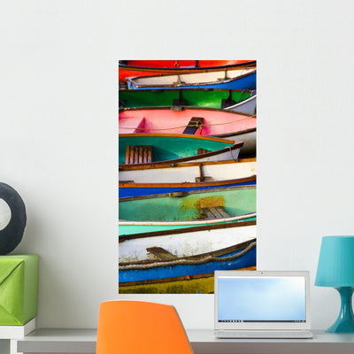 Abstract Image Some Boats Wall Mural shown on a wall