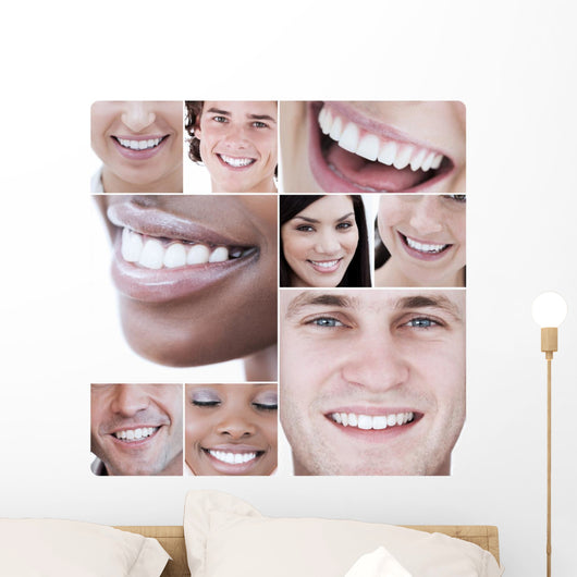 Collage Young Attractive People Wall Mural