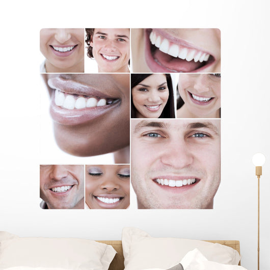 Collage Young Attractive People Wall Mural