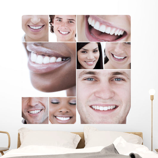 Collage Young Attractive People Wall Mural