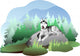 vector drawing of the dog breed Siberian Husky in nature Wall Decal