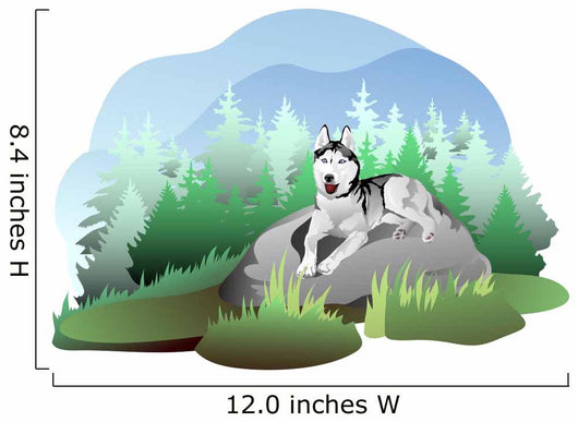 vector drawing of the dog breed Siberian Husky in nature Wall Decal