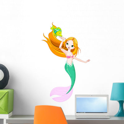 Mermaid Feeding Fish shown on a wall