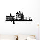 woman cleaning amsterdam skyline Wall Decal