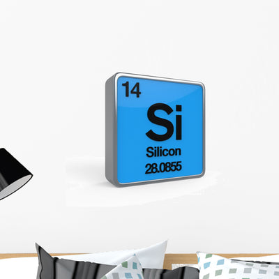 Silicon Element Periodic Table Wall Decal shown on a wall