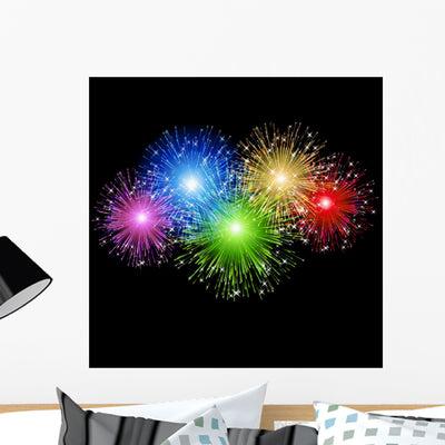Color Fireworks shown on a wall