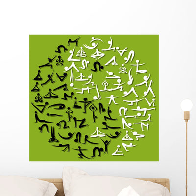 Yin Yang Yoga Asanas Wall Mural shown on a wall