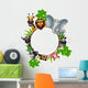 animal cartoon collection with blank sign and tropical plant Wall Decal
