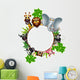 animal cartoon collection with blank sign and tropical plant Wall Decal