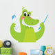 Happy crocodile holding toothbrush and toothpaste Wall Decal