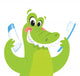 Happy crocodile holding toothbrush and toothpaste Wall Decal