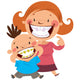 Happy mom and son with braces Wall Decal