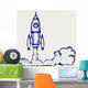 Retro Rocket Doodle Style