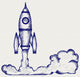 Retro Rocket Doodle Style
