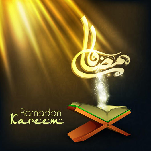 Arabic Islamic calligraphy of text Ramadan Kareem with open Isla Wall Mural
