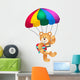 Teddy Bear Parachute Holding Heart Wall Decal