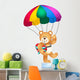 Teddy Bear Parachute Holding Heart Wall Decal