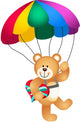 Teddy Bear Parachute Holding Heart Wall Decal
