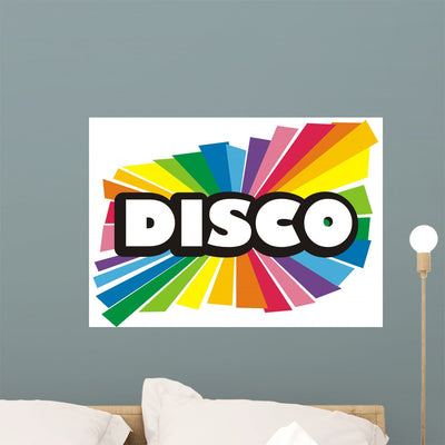 Rainbow Disco Wall Decal shown on a wall