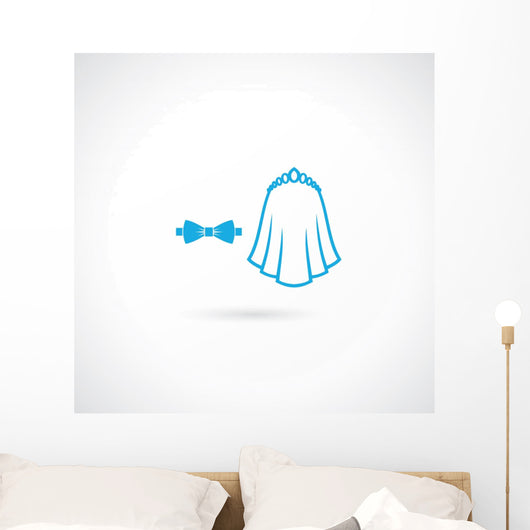 Groom bow and bride veil Wall Decal