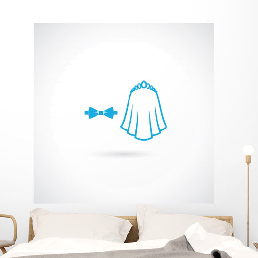 Groom bow and bride veil Wall Decal