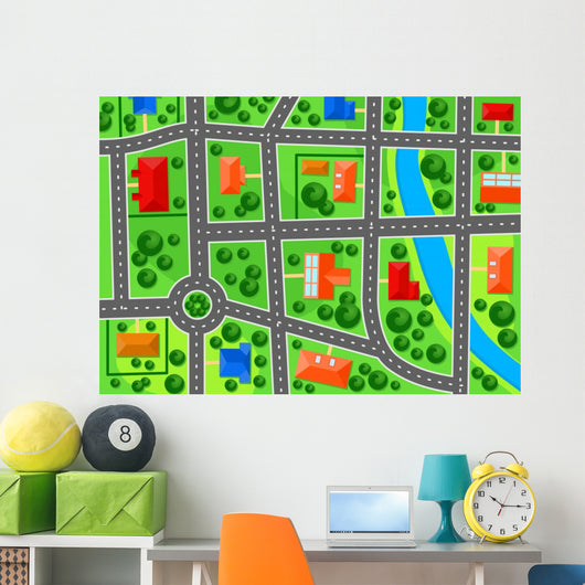 Map of suburb town Wall Mural
